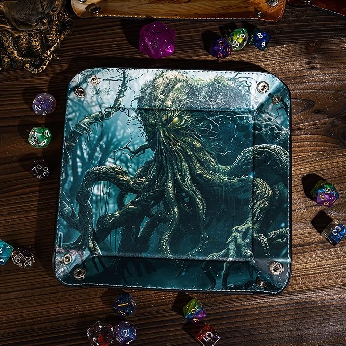 PU Leather DND Dice Trays Portable Dice Rolling Tray Large D&D Dice Storage Case for Desktop Storage and RPG Board Games, Jewelry Valet Tray for Women and Men