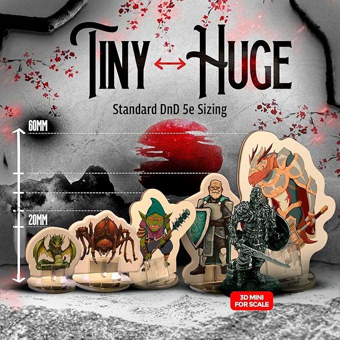 Hard Flat Minis for DND Miniatures with Bases | 28mm - 32mm Scale Dungeons and Dragons Starter Set 5e (Fantaji Pack, 25, Miniatures)