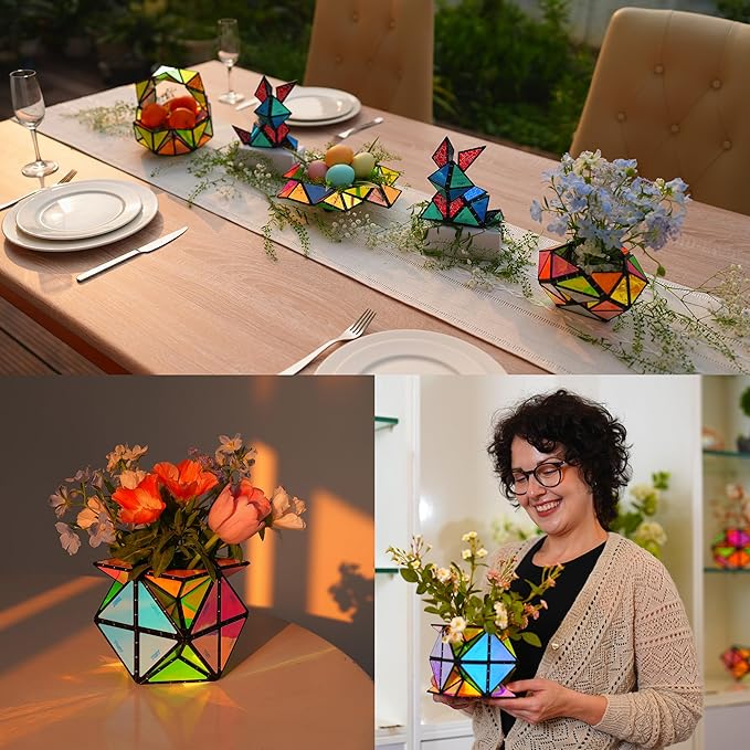 TOSY Magnet Pyramid - 1 Cube Transforms into 1 Billion Shapes, 12 Pieces, 243 Rare Earth Magnets, Glowing, Holographic Magnet Tiles Creative Puzzle STEAM Toy, Mixed Set
