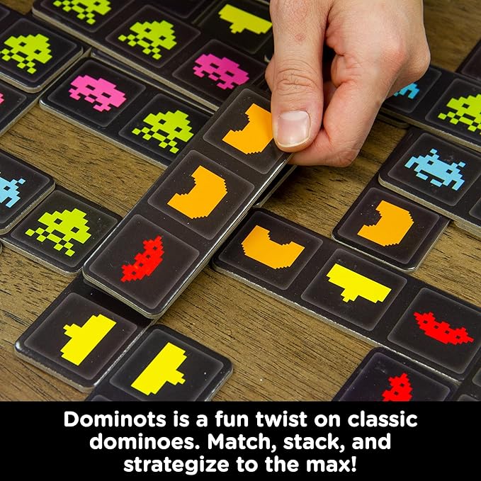 AQUARIUS Space Invaders Dominots Tile Game - Space Invader Themed Tile Game - Family Fun for Kids & Adults - Officially Licensed Space Invaders Merchandise & Collectibles