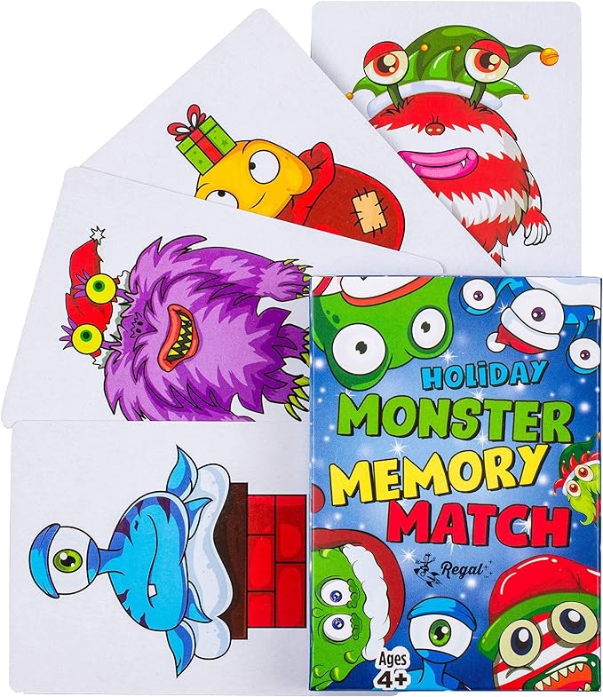 Regal Games Card Games for Kids - Go Fish, Crazy 8's, Old Maid, Slap Jack, Monster Memory Match, Snowball Fight - Holiday-Themed, Simple & Fun Classic Family Table Games - Games May Vary (6 Set)