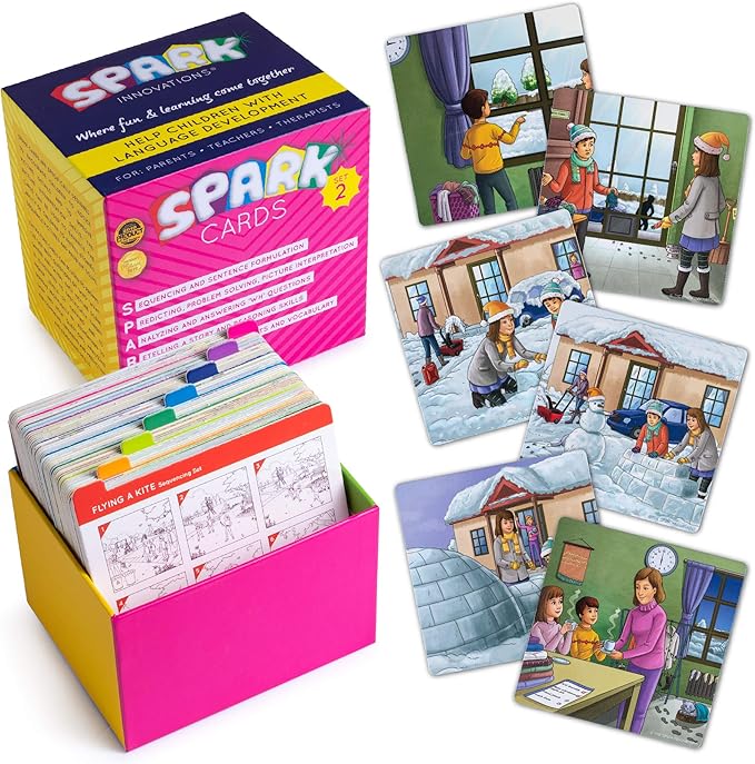 SPARK INNOVATIONS Sequencing and Storytelling Cards, Speech Therapy Game, Special Education Materials, Sentence Building, Problem Solving, English Language Learners (Sequence Cards 1 and 2 Combo)