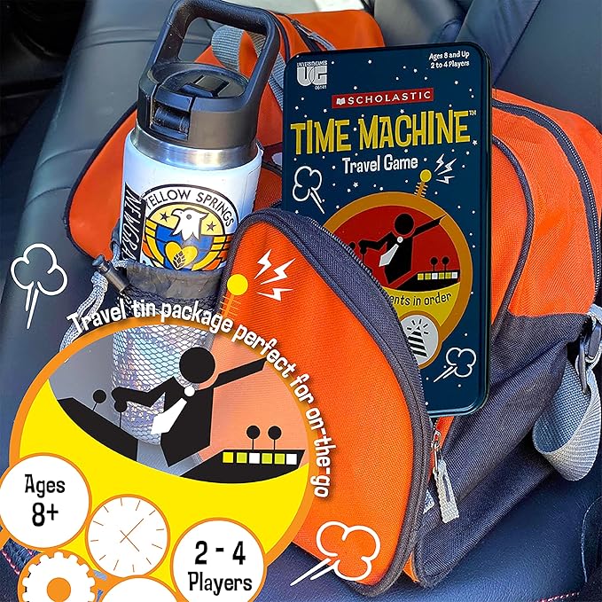 University Games, Scholastic Time Machine History Travel Card Game in a Tin for Kids, for 2 to 4 Players Ages 8 and Up