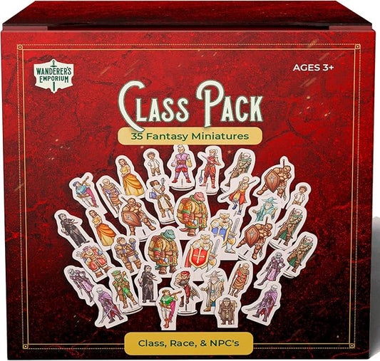 Hard Flat Minis for DND Miniatures with Bases | 28mm - 32mm Scale Dungeons and Dragons Starter Set 5e (Class Pack, 35, Miniatures)