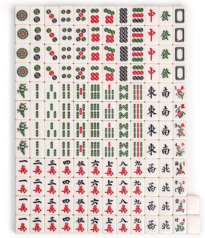 Yellow Mountain Imports Champion-Size Chinese Mahjong Game Set with Aluminum Case - with 146 Tiles, 3 Dice and a Wind Indicator - for Chinese Style Gameplay Only