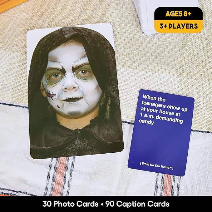 WHAT DO YOU MEME? Halloween Family Edition by Relatable, A Halloween Activity Expansion Pack, Ideal for Spooky Fall Gifts, Halloween Party Game, Includes 30 Photo Cards and 90 Caption Cards, Ages 8+