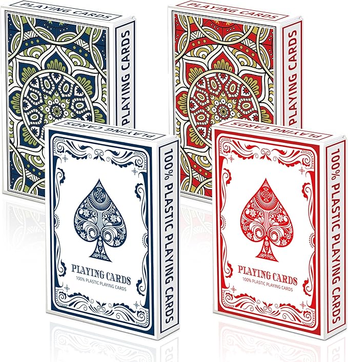 Plastic Playing Cards 2 Pack Waterproof Poker Card,Jumbo Large Print Playing Cards for Adults Seniors,2 Decks of Cards Set Poker Size Cards Professional for Fun Card Game