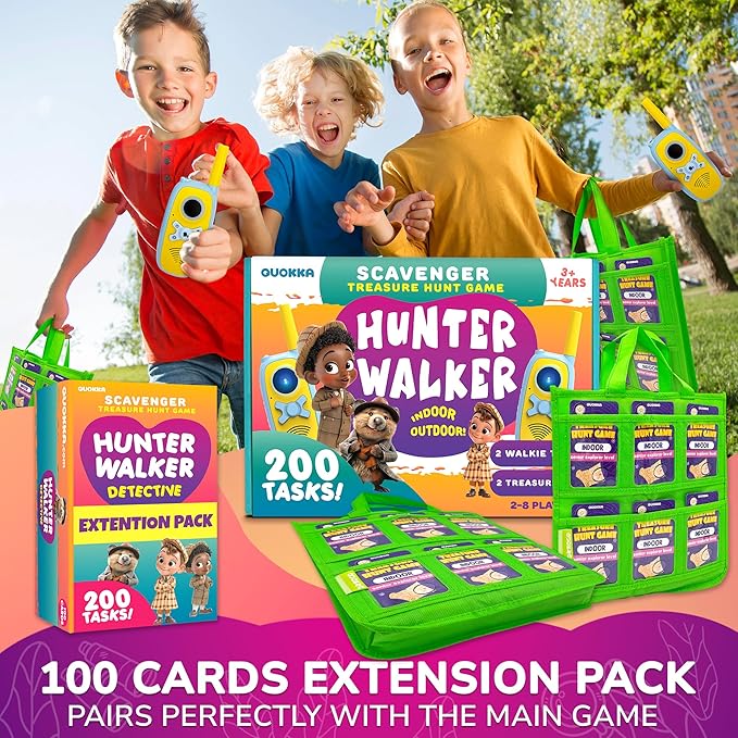 QUOKKA Scavenger Hunt for Kids Ages 4-8 - 200 New Indoor Outdoor Activities for Kids Ages 6-8 - Camping Backyard Outdoor Games for 3-6 Year Olds - Pocket Travel Toys for Boys Girls and Family