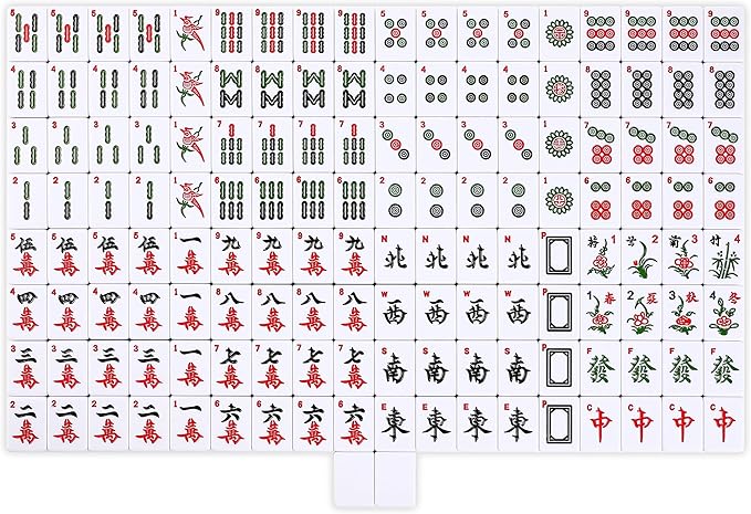 Mose Cafolo Chinese Mahjong Set X-Large 146 Numbered Melamine 1.5" Large Size Tile with Carrying Travel Case, English Manual, Pro Complete Mahjongg Game Set (Majiang, Mah Jongg)