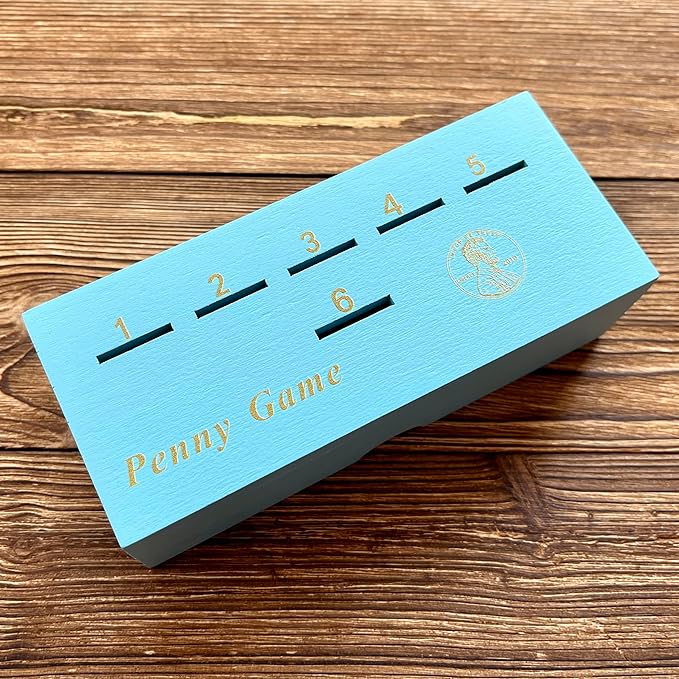 CBLKUS Penny Game, Fantastic Board Game for Family, Coin Game Wood Box for 2+ Player, Simple Strategic Dice Game with Coins, Get Rid Pennies to Win