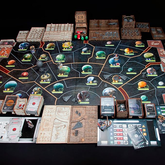 Smonex Wooden Organizer Compatible with Star Wars: Rebellion Board Game and Rise of The Empire Expansion - Board Game Insert Made with Two Thematic Colors