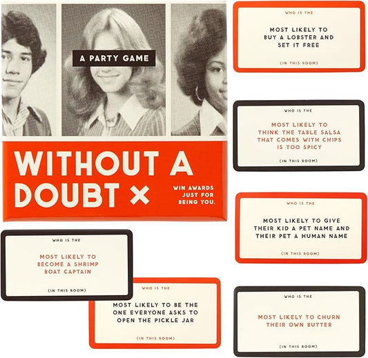 Brass Monkey Without A Doubt – Social Party Game with 200 Game Card Prompts to Nominate Players with Random Superlatives