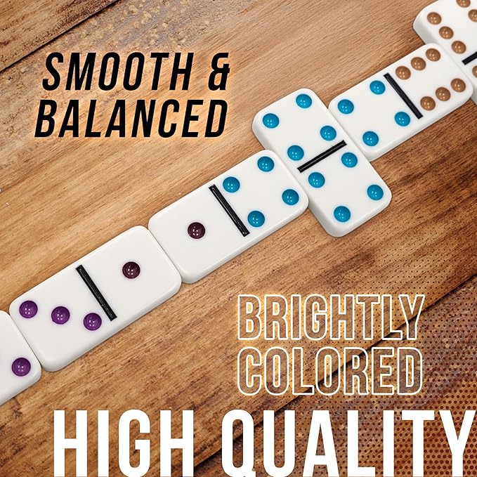 Front Porch Classics, Double 9 Colored Dot Dominoes Travel Tin Set, 2 to 8 Players Ages 8 to 99