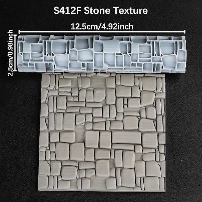 RPG Terrain Texture Roller - Exquisite Board Game Accessory, Perfect for DND D&D 28mm Miniature with 16 Unique Styles S412F Stone Texture