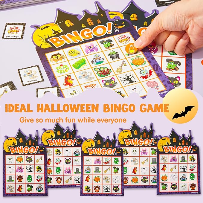 JOYIN 32 Players Halloween Bingo Game, Kids Bingo Cards Set for Large Group School Classroom Family Activities, Halloween Party Games, Halloween Party Supplies Card Game