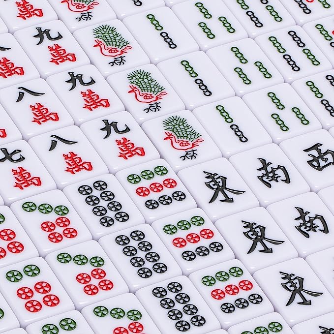Yellow Mountain Imports "Celestial Opal Chinese Mahjong Set with 146 Tiles and Blue Vinyl Case — for Chinese Style Gameplay Only [天體蛋白石中國麻將]