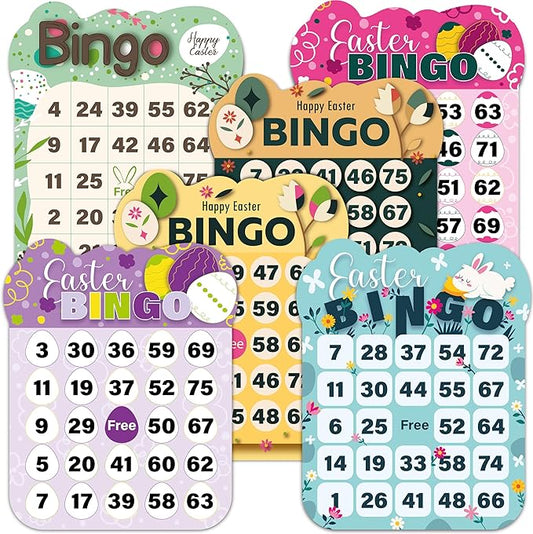 Queensell Easter Bingo Cards – 50 pcs Bingo Game Cards for Easter Party, Easter Bingo Games for Kids, Easter Party Supplies