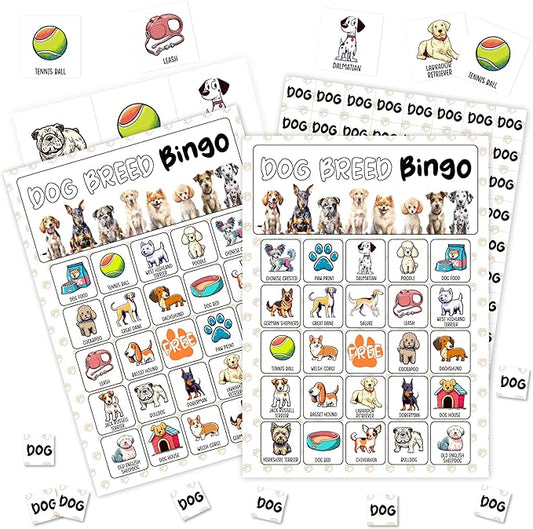 Dog Games Bingo Cards, Puppy Theme Bingo Game, Pet Game for Family Friends Large Multiplayer Group Activities, Dog Party Birthday Favors Gifts -10