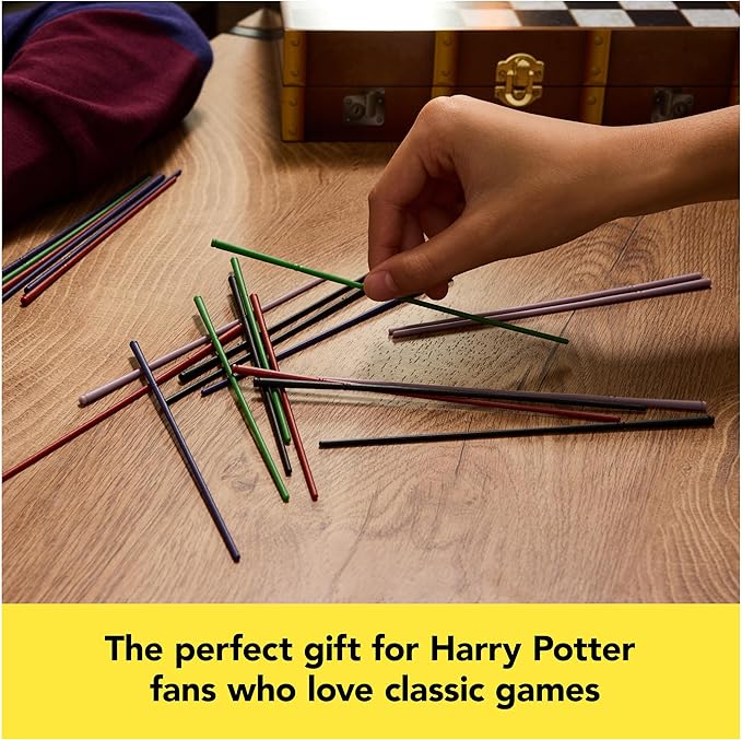Spin Master Games, Wizarding World of Harry Potter Trunk of Games 6-in-1 Wooden Storage Box, for Muggle Fans of Harry Potter Movies, Chess Wizard, Pick-Up Wands & More, 2-4 Players, for Ages 8 & Up