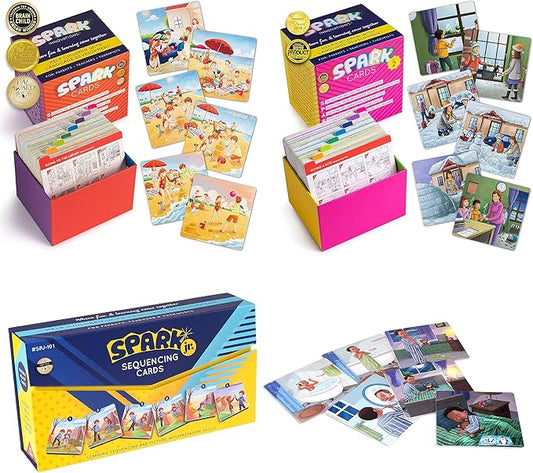 SPARK INNOVATIONS Sequencing Cards for Storytelling and Picture Interpretation Speech Therapy Game, Special Education Materials, Problem Solving, Autism Materials, Social Emotional Learning (Classic)