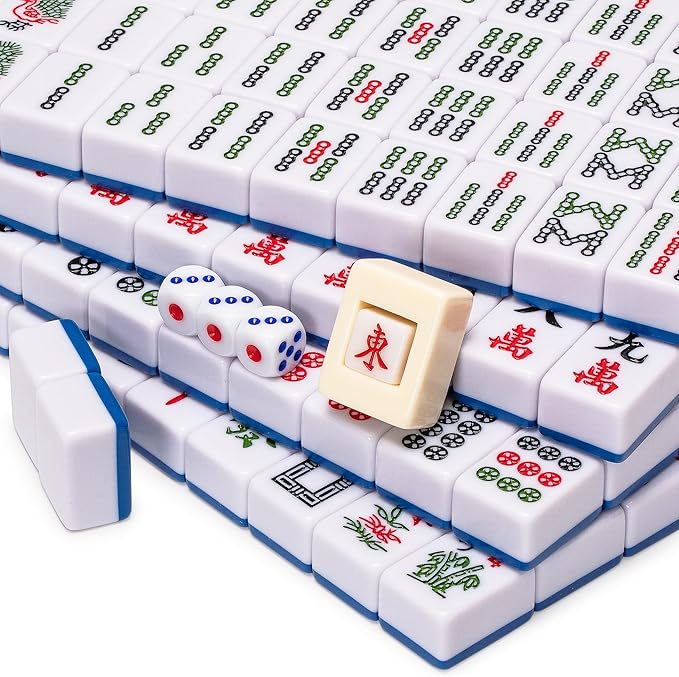 Yellow Mountain Imports "Royal Azure Chinese Mahjong Set with 146 Medium Tiles and Blue Vinyl Case — for Chinese Style Gameplay Only [「皇天藍」中國麻將]