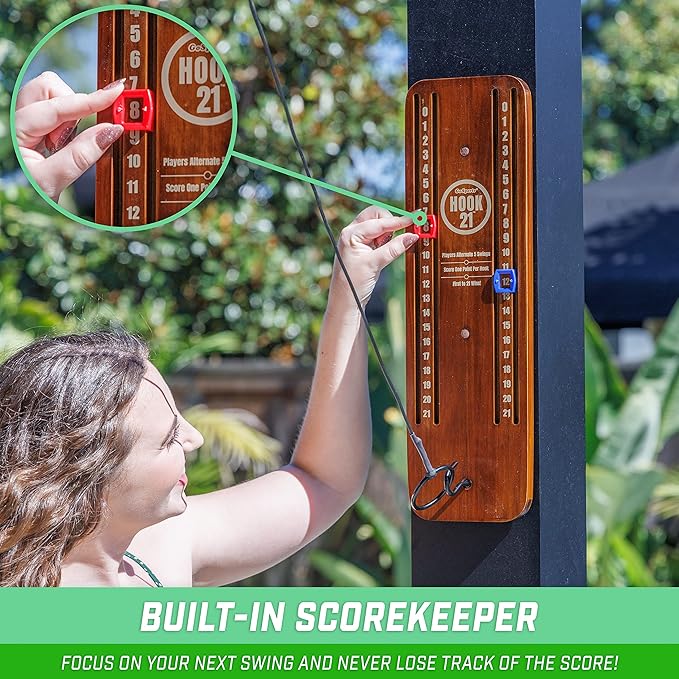 GoSports Hook 21 Ceiling Mount Ring Swing Game - Choose Your Color - Play Indoors or Outdoors
