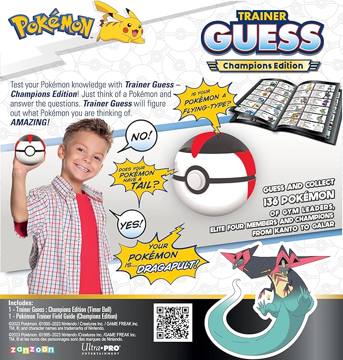 Pokemon Trainer Guess - Champion Pokemon Toy, I Will Guess It! Electronic Voice Recognition Guessing Brain Game Pokemon Go Digital Travel Board Games Toys - Pokeball