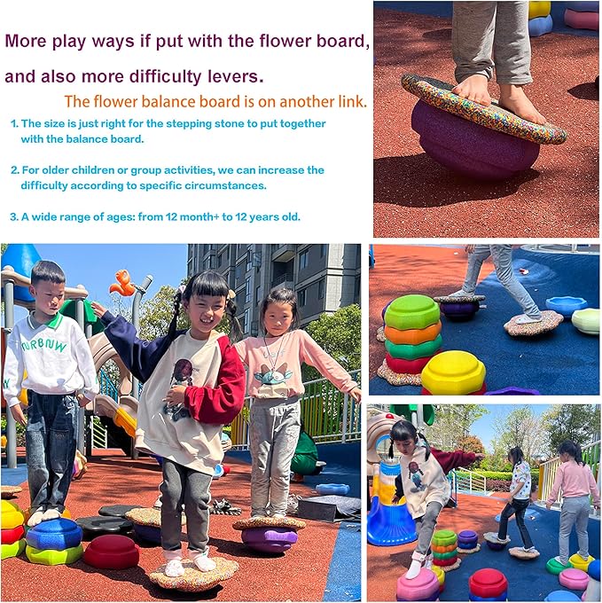 Balance Stepping Stones for Kids, Toddler Stepping Stones,Stepping Stones for Toddlers,Sensory Stepping Stones,and Also a Balance Board for Kids and a Swing Stool