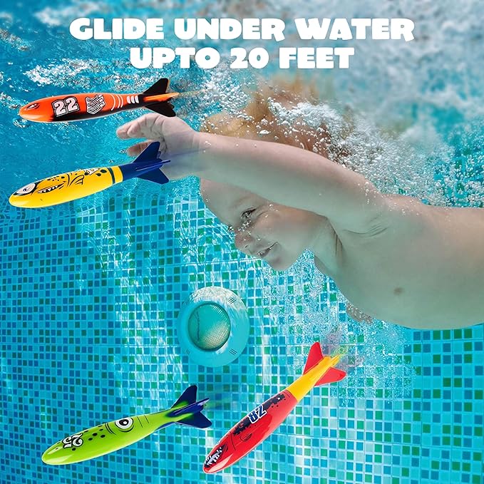 JOYIN 8 Pack Pool Toys, Shark Underwater Diving Toys, Colorful Swimming Toy Sinking Throwing for Kids Gifts Summer Swim Dive Training Water Fun Pool Games(Sharks)