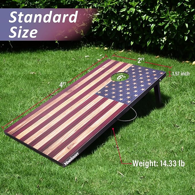 Cornhole Set, Tailgate/Regulation Size Cornhole Boards with 8 Bean Bags and Carrying Case, 3x2/4x2 Corn Hole Outdoor Game Toss Board for Adults Outside Activities