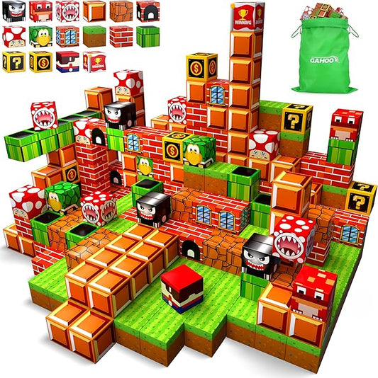 Magnetic Blocks, 110Pcs Build 3D Magnet Building Toys World with Magnet Tiles, STEM Kids Sensory Toy, Toy Magnetic Building Set Xmas Gift for Age 3 4 5 6-10 Year Old Boys Girls