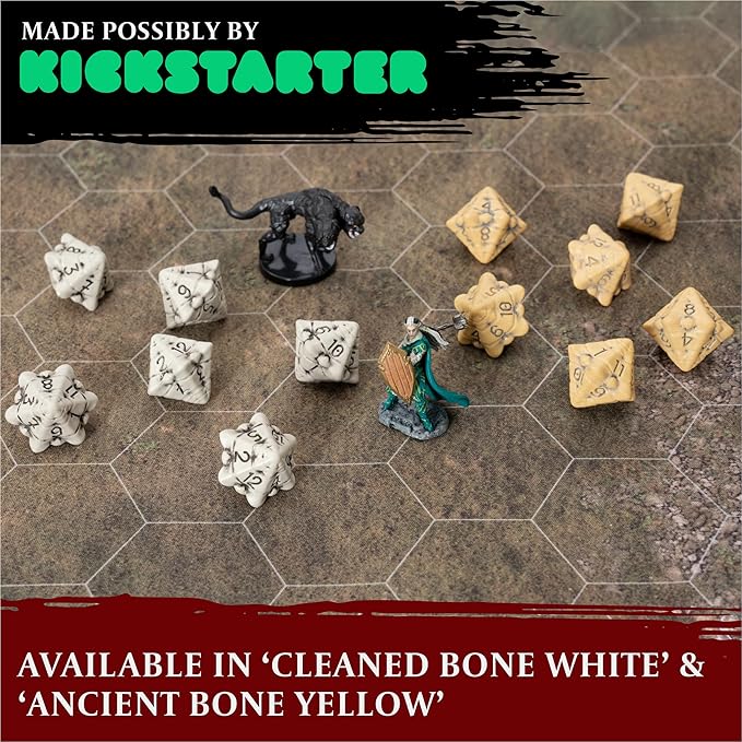 D12 Dice Set - Set of Six 12 Sided Dice - Skull & Bone Themed RPG Dice. Cool & Unique Gift and Compatible with Dungeons & Dragons (DND), D&D, Pathfinder, D and D (Ancient Bone Yellow)