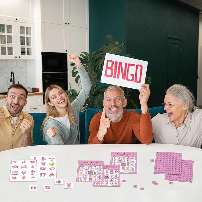 Baby Shower Bingo Game Cards - 24 Players Bingo Game Set Indoor Outdoor Activities - Baby Shower Party, Gender Reveal Party Favors Supplies -A06