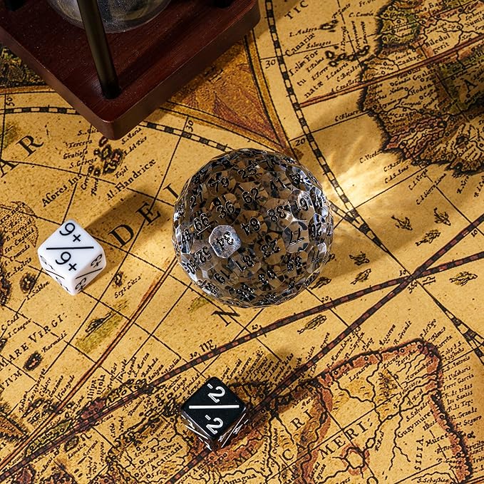 Upgraded D100 Dice, Single 100 Sided Polyhedral Dice D100 Die 50mm, D&D Dice D100 Game Dice, 100 Sided Cube with Metal Storage Tin(T/Black)