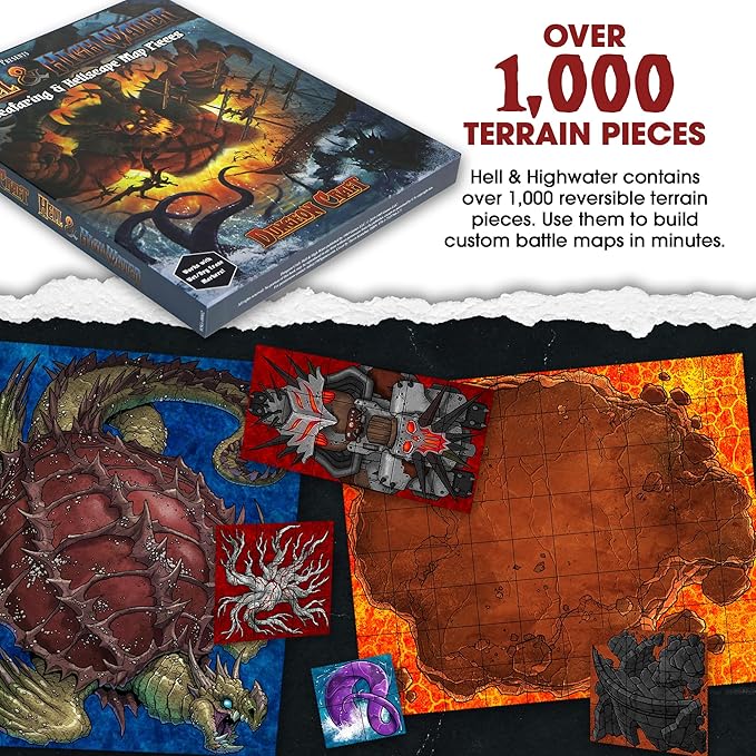 Dungeon Craft Hell & Highwater Board Game, Loose Leaf Inside a Custom Box, Water Resistant, Dry Erase by 1985 Games