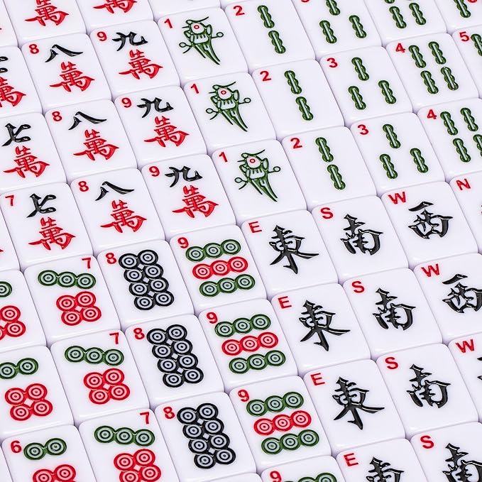 Yellow Mountain Imports "Bamboo Oasis Chinese Mahjong Set with 146 Small Tiles and Red Vinyl Case — for Chinese Style Gameplay Only [「竹林綠洲」中國麻將]