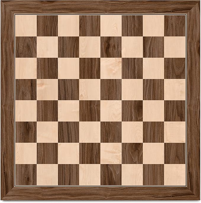 A&A 17.25" Professional Wooden Chess Board with Storage Bag/Walnut & Maple Inlaid / 1.75" Squares w/o Notation