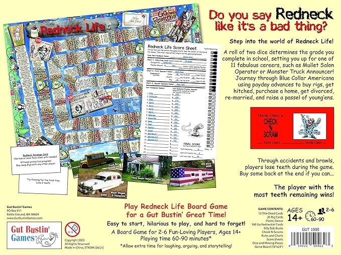 Gut Bustin' Games Redneck Life Board Game
