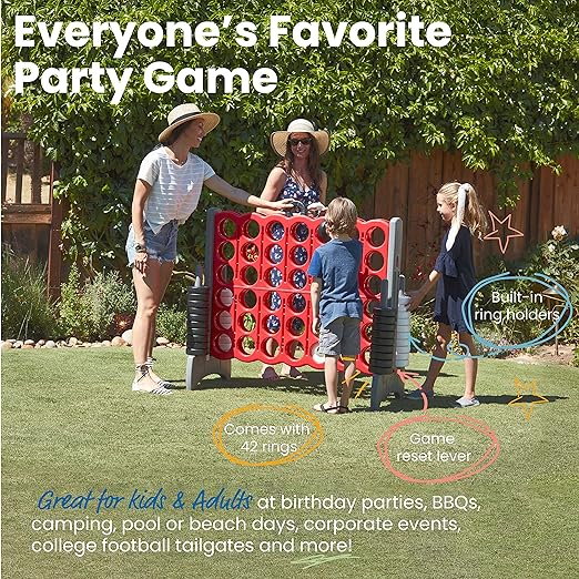 ECR4Kids Jumbo 4-To-Score, Giant Game, Red/Grey