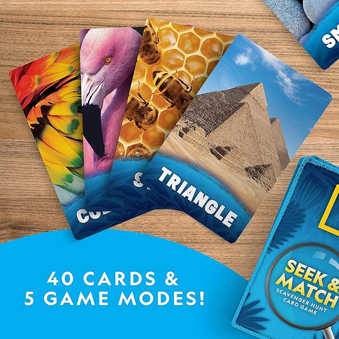 National Geographic Scavenger Hunt for Kids Card Game - Seek & Match Objects from 40 Jumbo-Sized Cards, Camping Games, Activities for Toddlers, Car Game, Kids Outdoor Activities, Stocking Stuffers