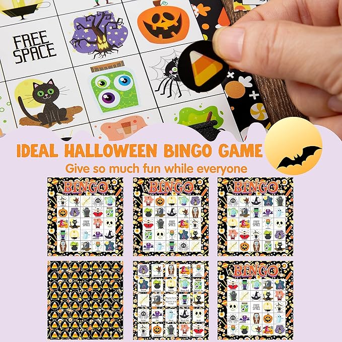 JOYIN 28 Players Halloween Bingo Cards Set, Halloween Bingo Game for School Classroom Family Group Activities, Halloween Party Supplies Adults Kids Indoor Board Games