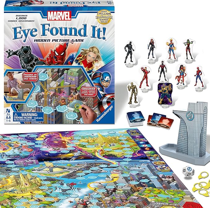 Ravensburger Marvel Eye Found It! Board Game - Engaging Puzzle Game for Kids and Adults | Features Beloved Marvel Characters | Encourages Memory and Observation Skills | Ideal Gift for Marvel Fans