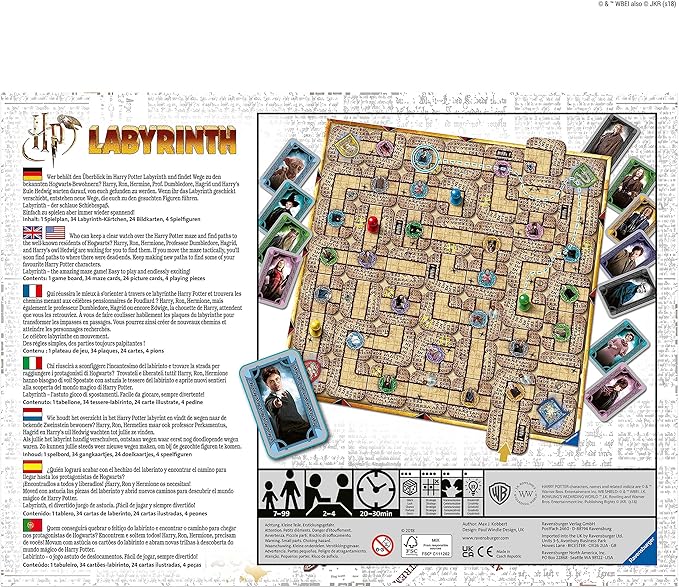 Ravensburger Harry Potter Labyrinth | Engaging Family Board Game | Ideal for Kids & Adults Aged 7 & Up | Easy to Learn with High Replay Value | Mind-Teasing Adventure