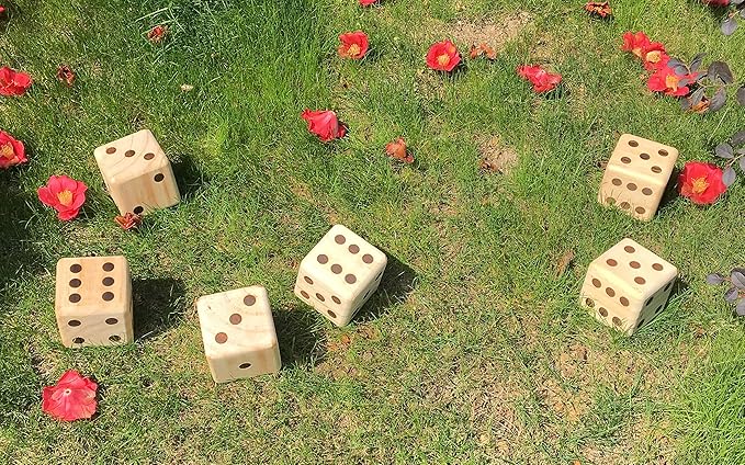 Giant Wooden Yard Dice, Outdoor Games Set of 6 with Two Games Party Lawn Games
