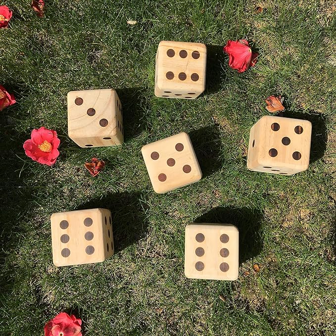 Giant Wooden Yard Dice, Outdoor Games Set of 6 with Two Games Party Lawn Games