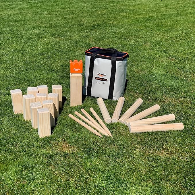 Baden Backyard Champions Kubb Viking Chess Outdoor Toss Game Set with Instructions & Carrying Bag