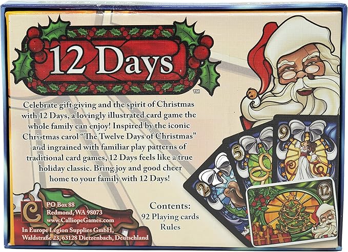 Calliope Games 12 Days of Christmas Kids Games Fun Card Game for Family Kid and Adults Gifts for Stocking Stuffer 3-5 Player