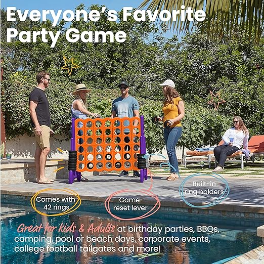 ECR4Kids Jumbo 4-To-Score, Giant Game, Orange, Purple