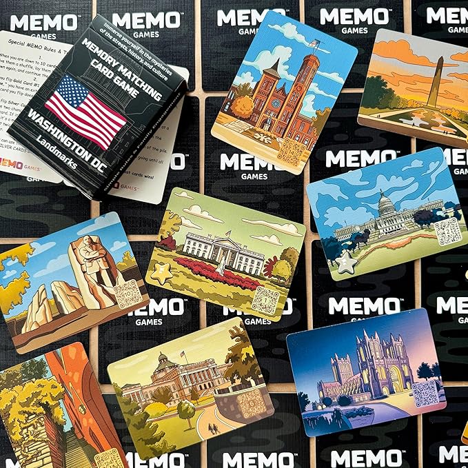 Memory Matching Card Game - Washington, D.C. Landmarks – Fun & Educational Family Concentration Game for Teens, Adults & Seniors – Travel Pack