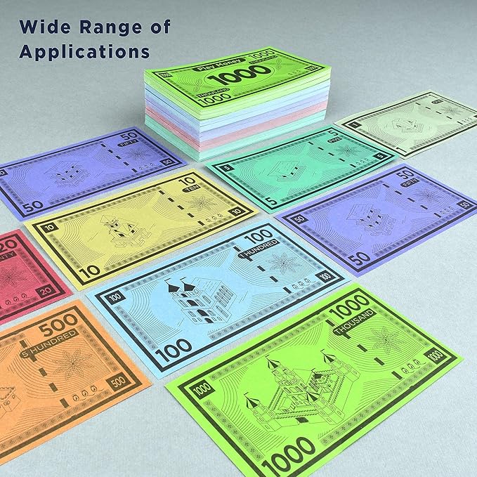 Play Money Suitable for Monopoly Board Game – 480 pcs of 60 Each Bill Denomination – Double Sides Printing Paper Money for Pretend Play Cashier, Monopoly Money Refill Packs - 480 pcs